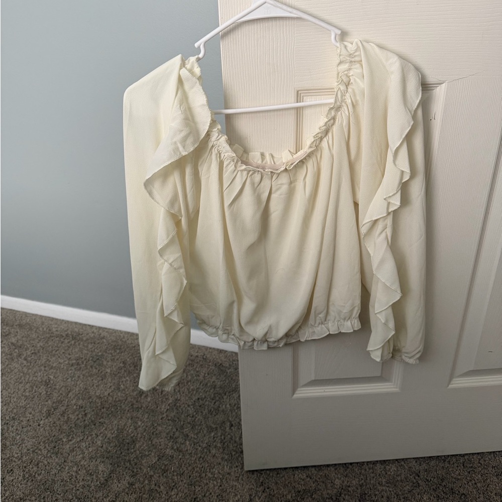 Elegant Cream Ruffle Blouse